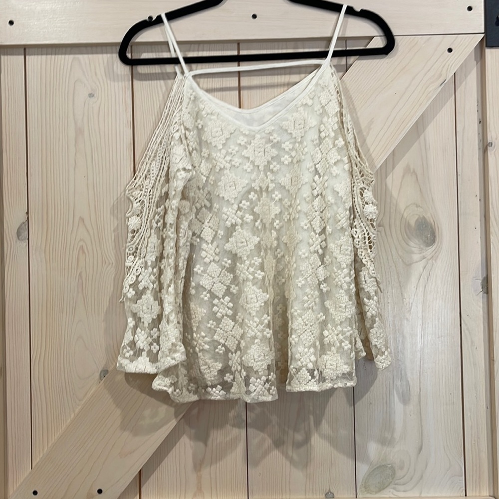 Boho off shoulder lace detail flowy top